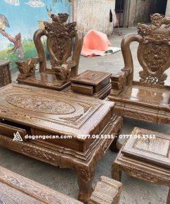 Bàn Ghế Nghê Phượng Hóa Gỗ mun Đuôi công tay 12
