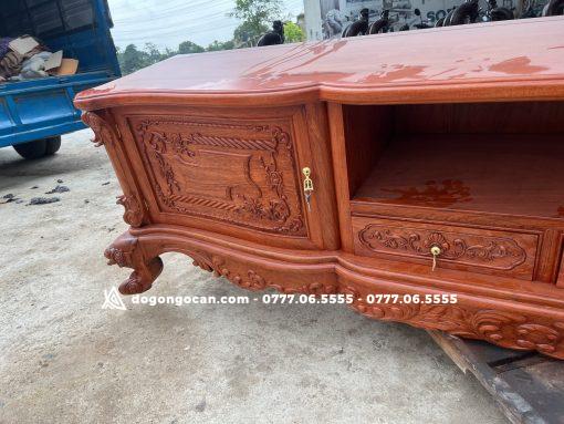 Kệ tivi hoàng gia tân cổ điển gỗ hương đá nam phi hàng loại 1