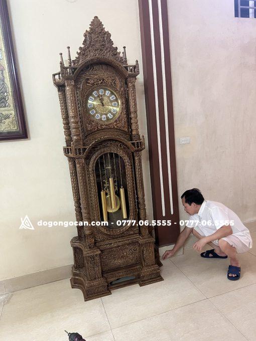 Cây Đồng Hồ Tứ Trụ Gỗ Mun Đuôi Công Nam Phi