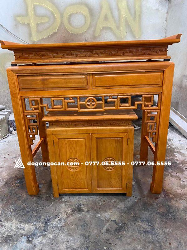 Bàn thờ chung cư 1m27 gỗ sồi phun màu vàng nhạt ( anh Minh - Hải Phòng ) 3 Bàn thờ chung cư 1m27 gỗ sồi phun màu vàng nhạt ( anh Minh – Hải Phòng )