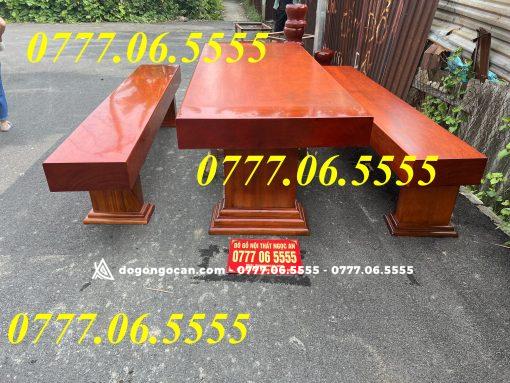 Bộ bàn ăn k3 nguyên khối gỗ hương đá nam phi cao cấp