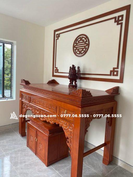 Bàn thờ án gian + tủ cúng gỗ sồi kích thước 1m97 ( Anh Quân – Hạ Long)