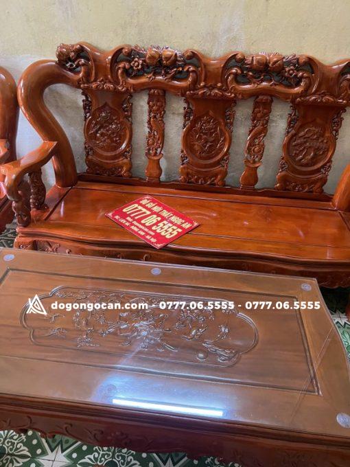 Bộ Bàn Ghế Phòng Khách Minh Quốc Đào Gỗ Xà Cừ Tay 12 anh Dũng – Long Biên