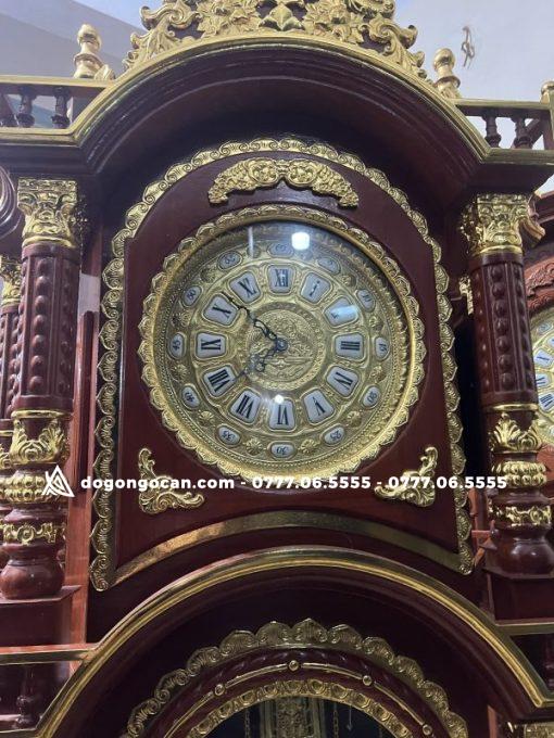 Đồng hồ tứ trụ hương đá dát vàng phụ kiện đồng