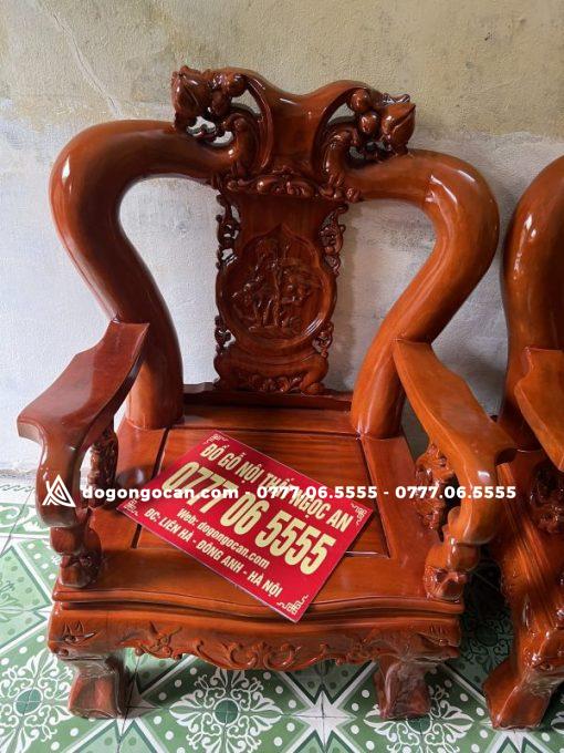 Bộ Bàn Ghế Phòng Khách Minh Quốc Đào Gỗ Xà Cừ Tay 12 anh Dũng – Long Biên