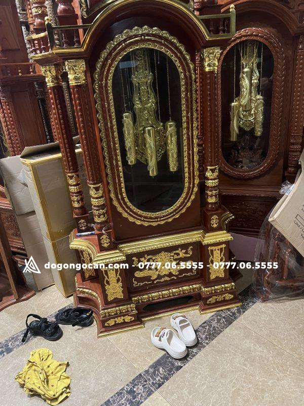 Đồng hồ tứ trụ hương đá dát vàng phụ kiện đồng 3 Đồng hồ tứ trụ hương đá dát vàng phụ kiện đồng