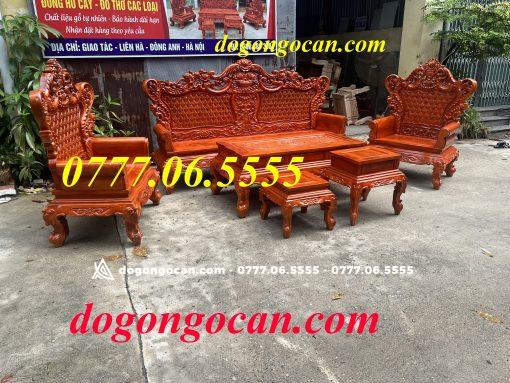 Bộ Bàn Ghế Hoàng gia luis vách trám hoa mai gỗ lim đồng bằng