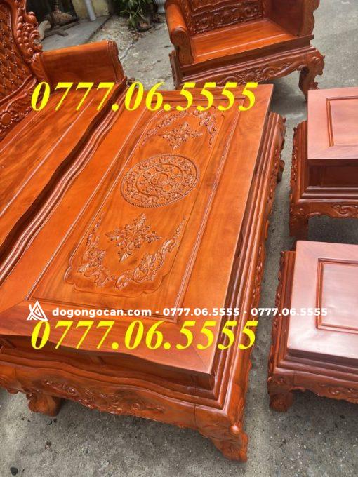 Bộ Bàn Ghế Hoàng gia luis vách trám hoa mai gỗ lim đồng bằng