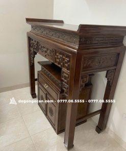 Combo bàn thờ án gian mẫu triện sen 1m27 gỗ sồi nga 6 Combo bàn thờ án gian mẫu triện sen 1m27 gỗ sồi nga