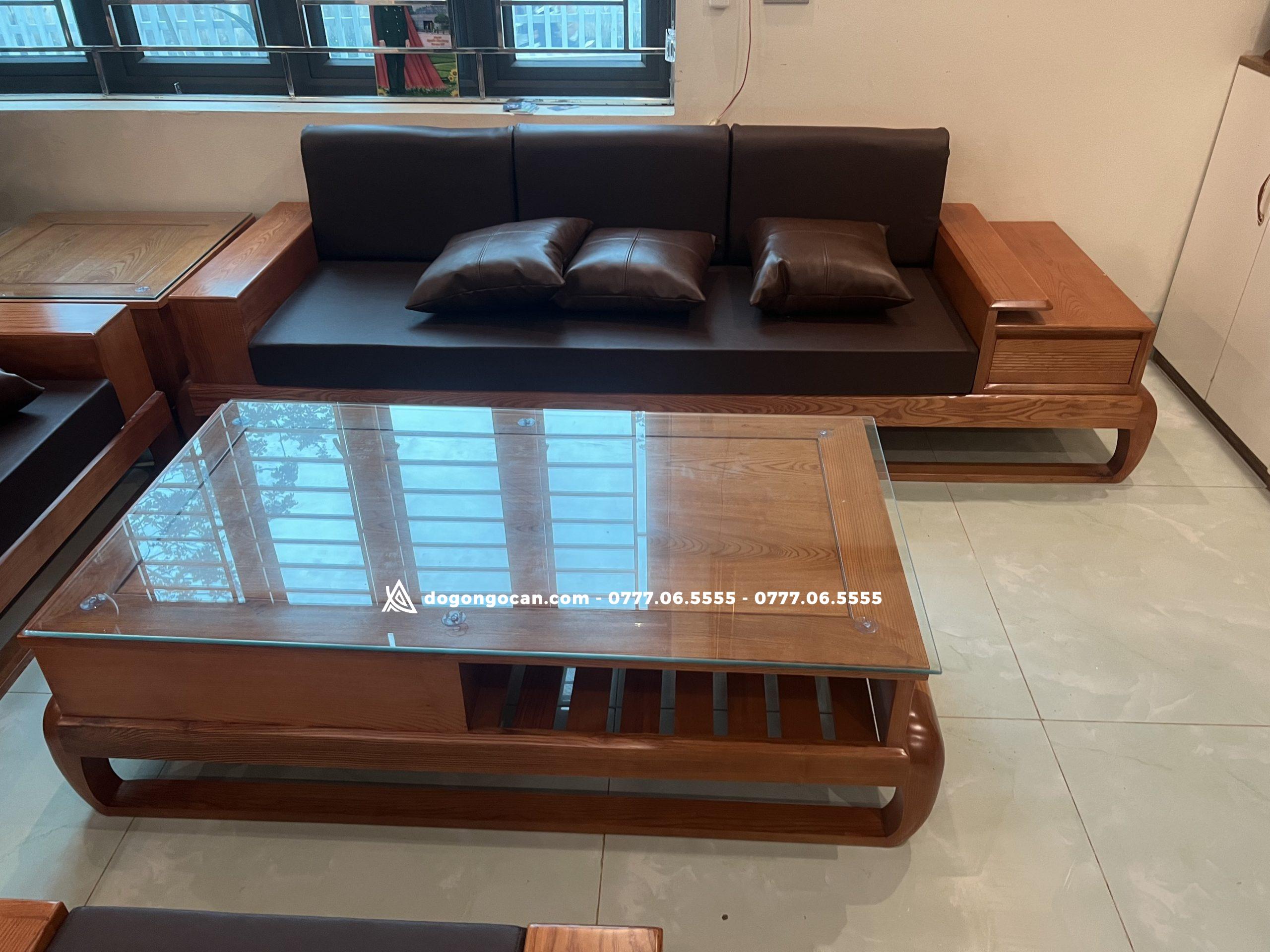 Bàn Ghế phòng khách Sofa góc zito gỗ sồi nga 3 Bàn Ghế phòng khách Sofa góc zito gỗ sồi nga