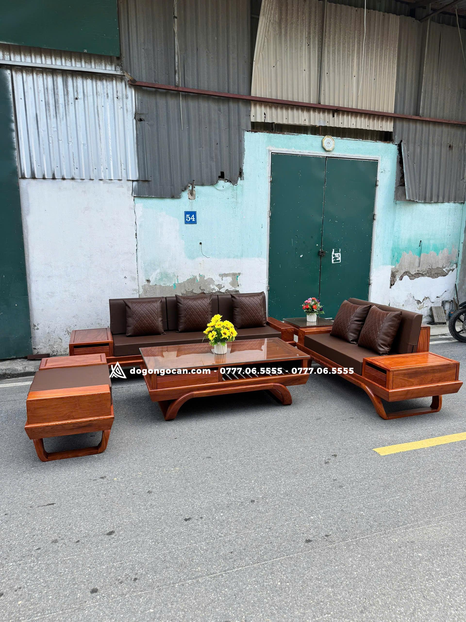 Bộ bàn ghế Sofa chân thuyền gỗ hương đá Hot 2025 1 Import placeholder for 7337