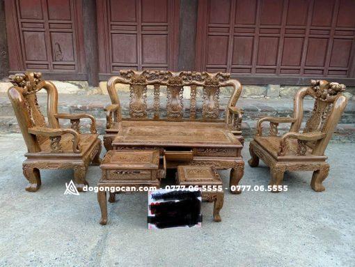 Bộ Minh Quốc Đào Chim Cột 12 Gỗ Mun Đuôi Công hàng khuôn 4 ván 2