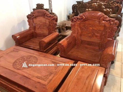 Bộ bàn ghế Khổng Tử gỗ hương đá gồm 6 món
