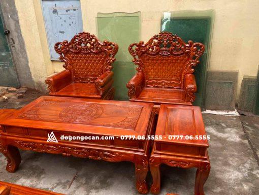 Bộ Ghế Hoàng Gia Gỗ Xà Cừ Đỏ