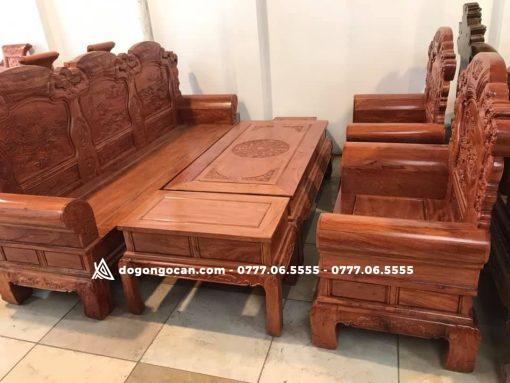Bộ bàn ghế Khổng Tử gỗ hương đá gồm 6 món