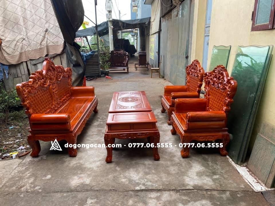 Bộ Bàn Ghế Hoàng Gia Gỗ Xà Cừ Đỏ 3 Bộ Ghế Hoàng Gia Gỗ Xà Cừ Đỏ