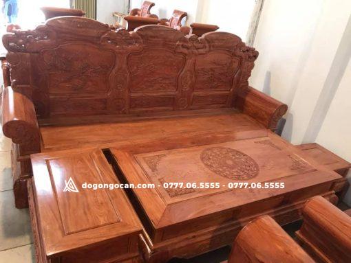 Bộ bàn ghế Khổng Tử gỗ hương đá gồm 6 món