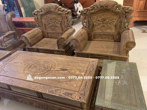 Bộ Bàn Ghế Khổng Tử Gỗ Mun Đuôi Công