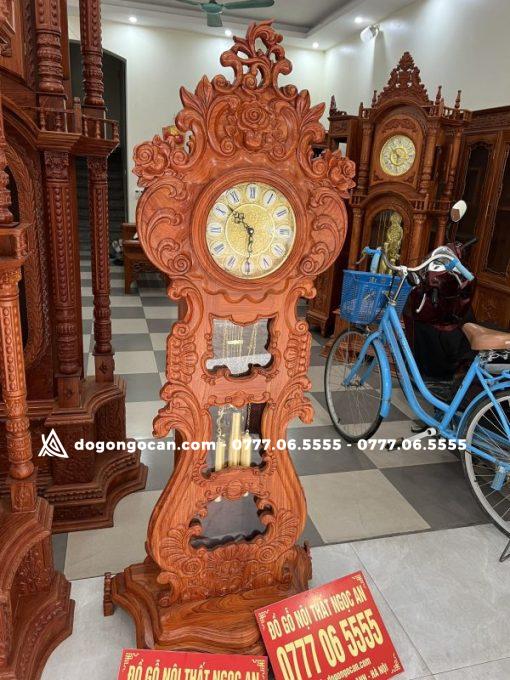 Đồng hồ mẫu cây đàn gỗ Hương đá cao 1m75 phụ kiện nhôm