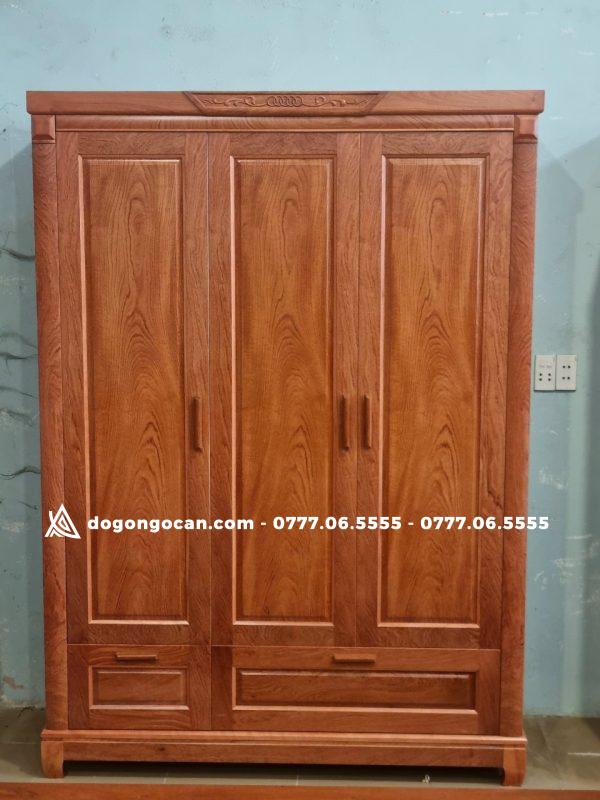 Tủ quần áo 3 buồng gỗ hương đá veneer cao cấp 2 Tủ quần áo 3 buồng gỗ hương đá veneer cao cấp