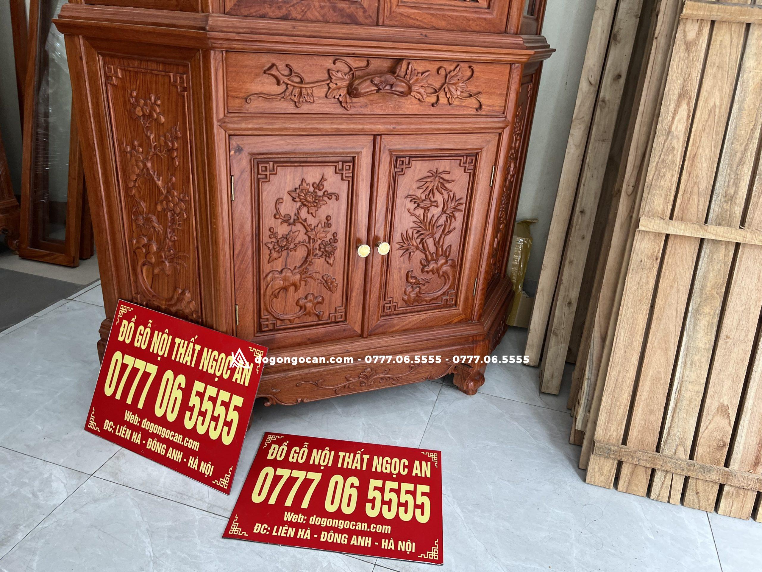 Tủ rượu góc 80cm gỗ hương đá nam phi cao cấp hàng đục tay 3 Tủ rượu góc 80cm gỗ hương đá nam phi cao cấp hàng đục tay