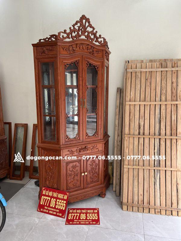 Tủ rượu góc 80cm gỗ hương đá nam phi cao cấp hàng đục tay 4 Tủ rượu góc 80cm gỗ hương đá nam phi cao cấp hàng đục tay