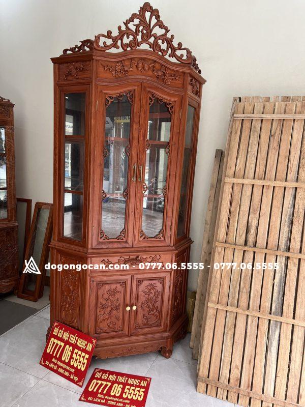 Tủ rượu góc 80cm gỗ hương đá nam phi cao cấp hàng đục tay 5 Tủ rượu góc 80cm gỗ hương đá nam phi cao cấp hàng đục tay