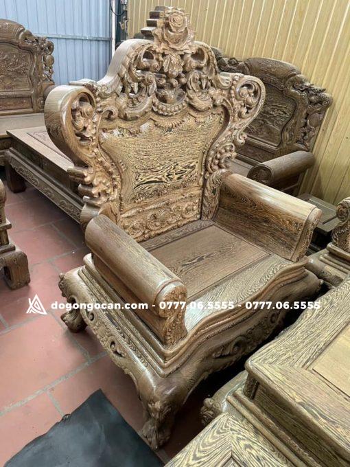 Bộ bàn ghế Hoàng gia chân 14 chương 10cm vip gỗ mun đuôi công