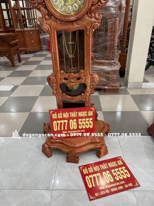 Đồng hồ cây mẫu chim Đại Bàng gỗ hương đá cao 1m75