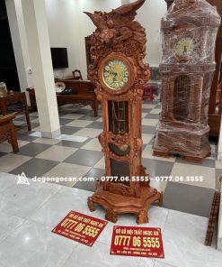 Đồng hồ cây mẫu chim Đại Bàng gỗ hương đá cao 1m75