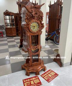 Đồng hồ cây mẫu chim Đại Bàng gỗ hương đá cao 1m75