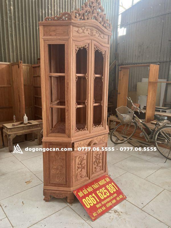Tủ rượu góc 80cm gỗ hương đá nam phi cao cấp hàng đục tay 7 Tủ rượu góc 80cm gỗ hương đá nam phi cao cấp hàng đục tay