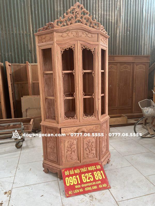 Tủ rượu góc 80cm gỗ hương đá nam phi cao cấp hàng đục tay 8 Tủ rượu góc 80cm gỗ hương đá nam phi cao cấp hàng đục tay
