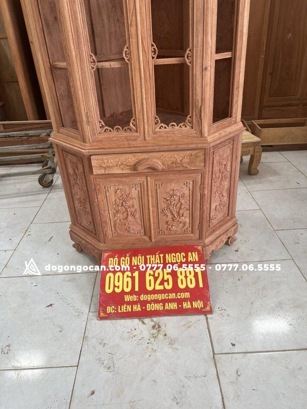 Tủ rượu góc 80cm gỗ hương đá nam phi cao cấp hàng đục tay 9 Tủ rượu góc 80cm gỗ hương đá nam phi cao cấp hàng đục tay