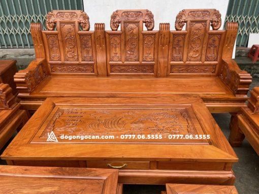 Bộ bàn ghế Âu Á tay voi đặc gỗ hương đá 6 món hàng đẹp