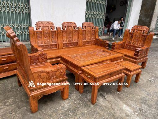 Bộ bàn ghế Âu Á tay voi đặc gỗ hương đá 6 món hàng đẹp