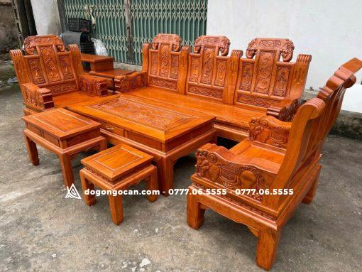 Bộ bàn ghế Âu Á tay voi đặc gỗ hương đá 6 món hàng đẹp