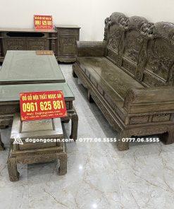 Bộ bàn ghế phòng khách mẫu khổng tử  gỗ mun đuôi công hàng vip khuôn 4cm ván 2cm
