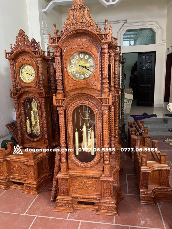 Đồng hồ tứ trụ gỗ hương đá máy sunny hàn quốc cao cấp 1 Đồng hồ tứ trụ gỗ hương đá nam phi cao 2m3