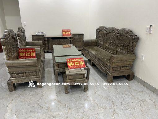 Bộ bàn ghế phòng khách mẫu khổng tử  gỗ mun đuôi công hàng vip khuôn 4cm ván 2cm