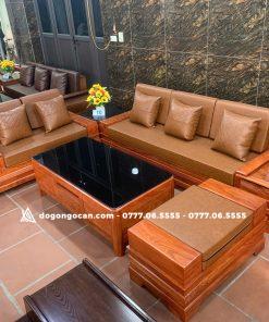 Bộ bàn ghế Sofa Chân Pháo Gỗ Hương Đá Nam Phi