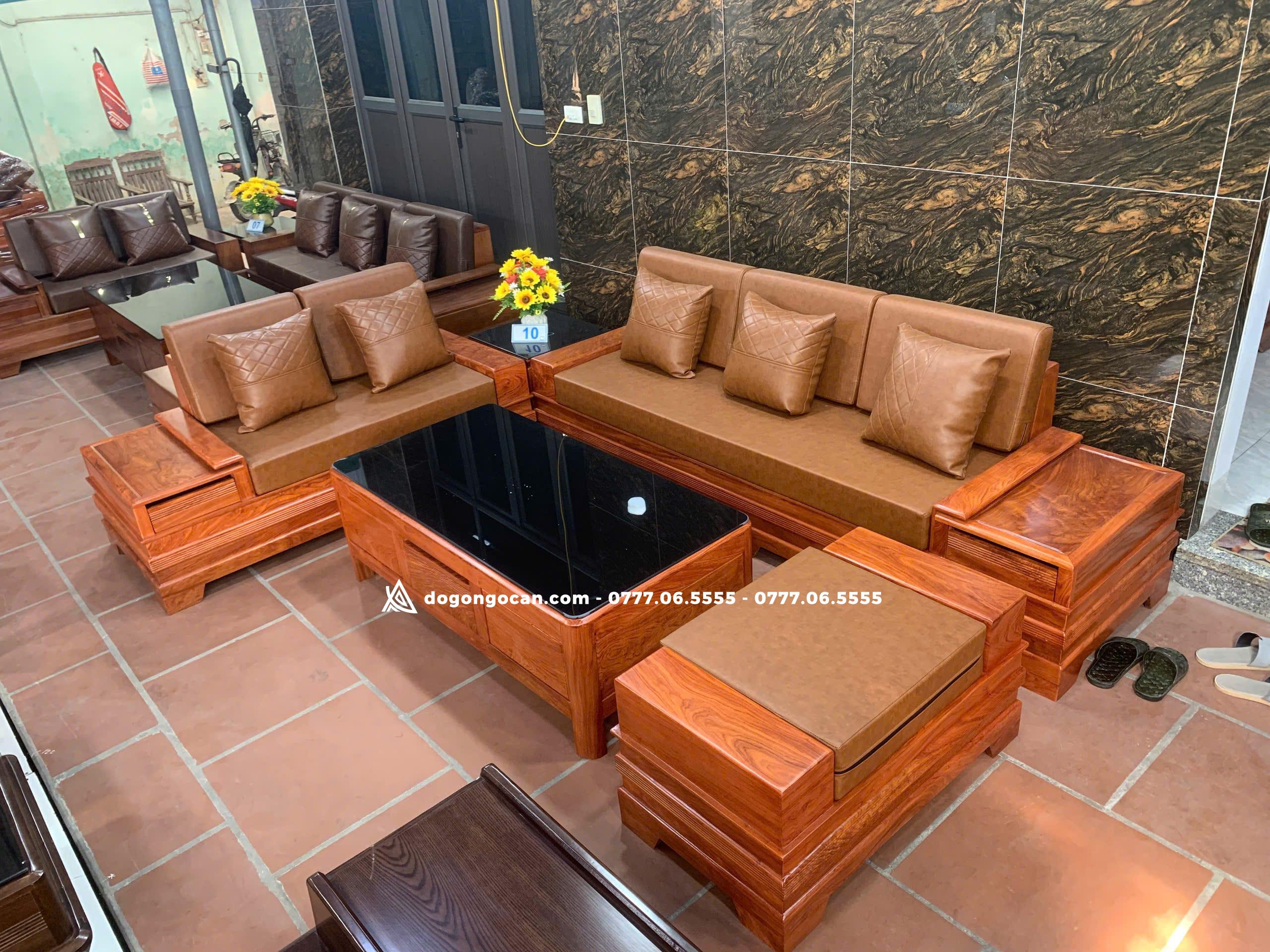 Bộ bàn ghế Sofa Chân Pháo Gỗ Hương Đá Nam Phi 4 Bộ bàn ghế Sofa Chân Pháo Gỗ Hương Đá Nam Phi