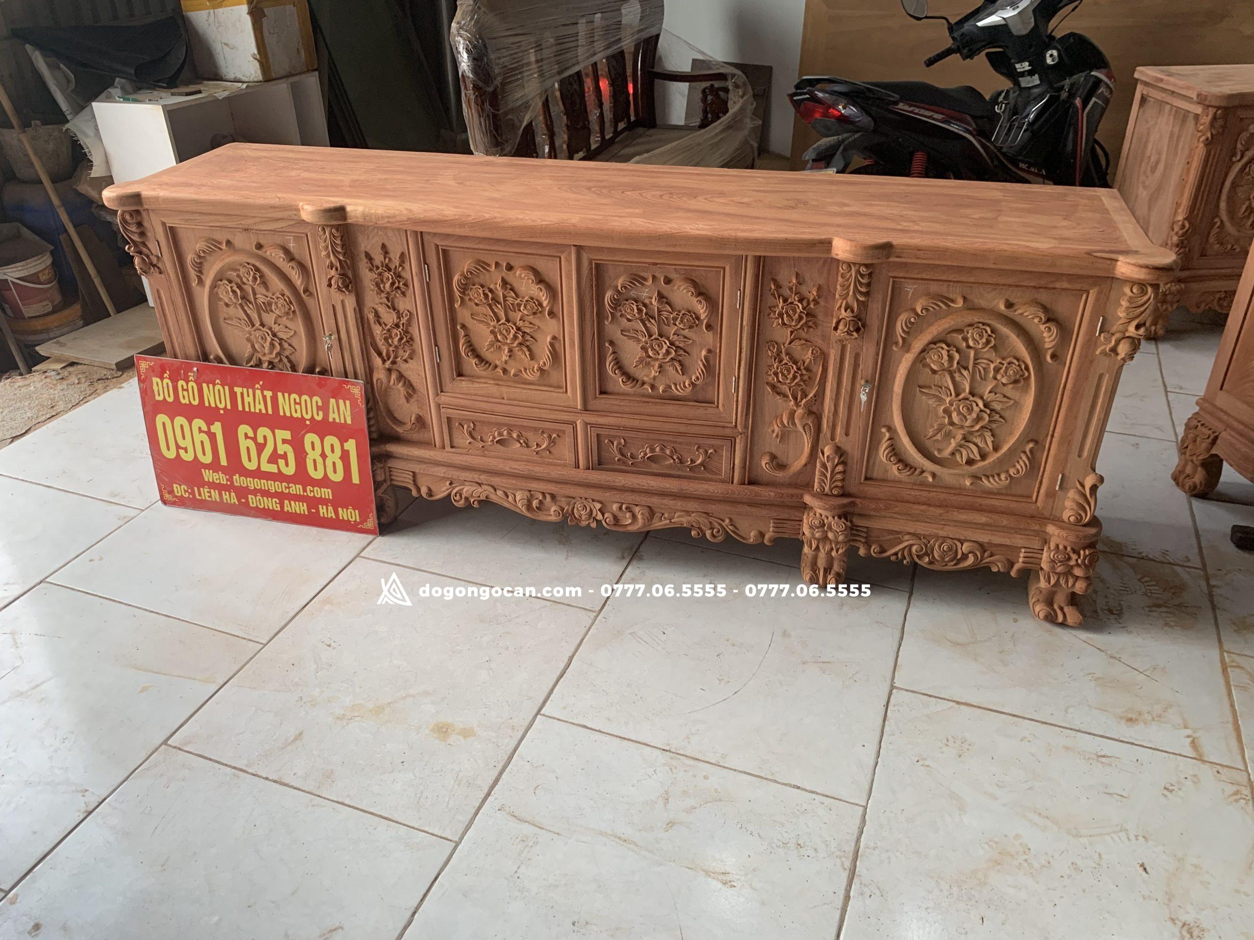 Kệ tivi louis hoa hồng đục tay gỗ hương đá 3 Kệ tivi louis hoa hồng đục tay gỗ hương đá