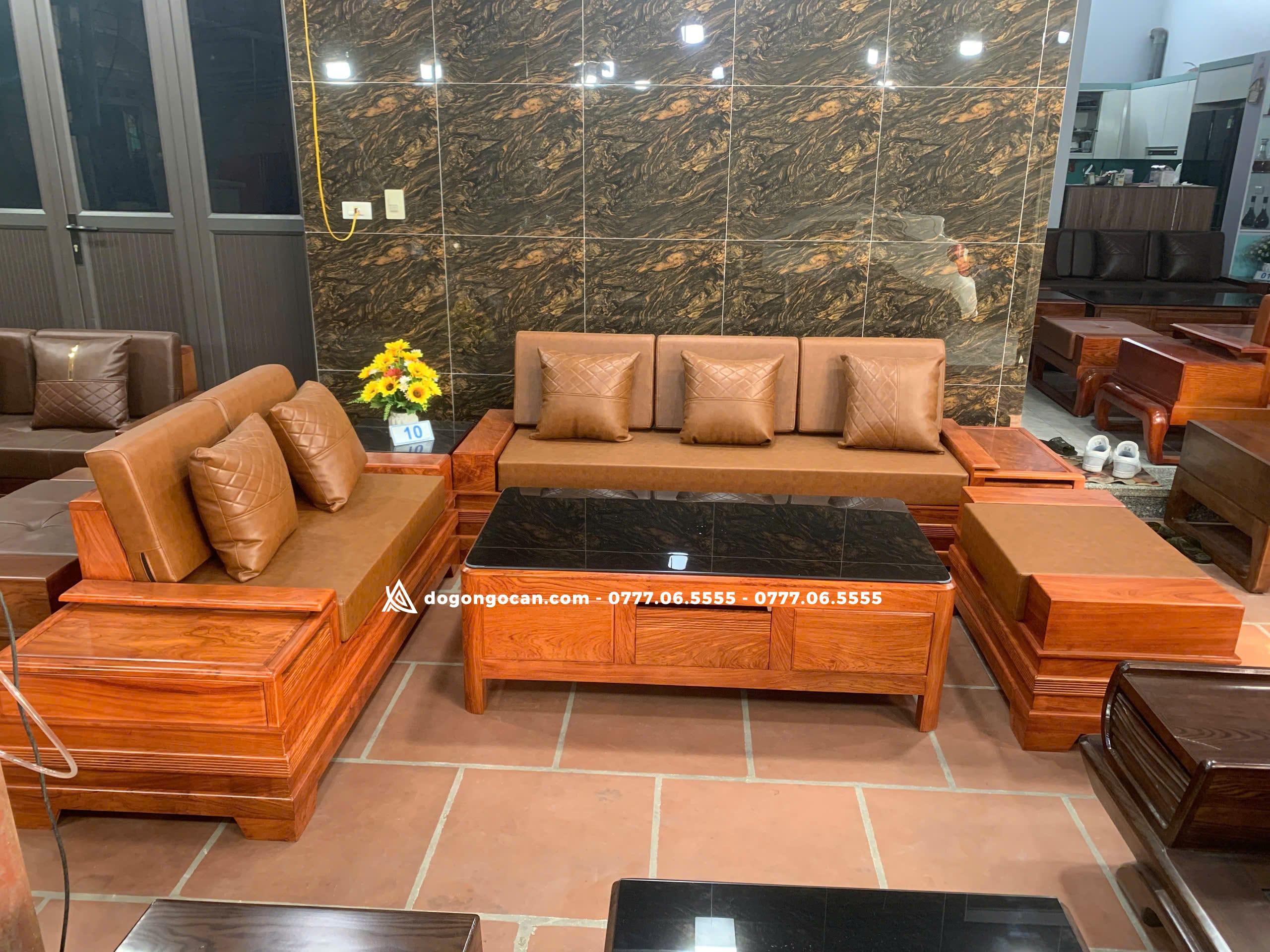 Bộ bàn ghế Sofa Chân Pháo Gỗ Hương Đá Nam Phi 5 Bộ bàn ghế Sofa Chân Pháo Gỗ Hương Đá Nam Phi