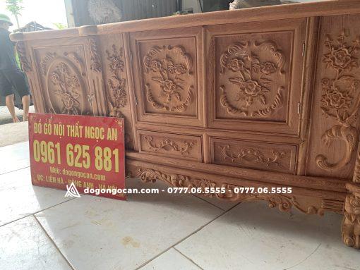 Kệ tivi louis hoa hồng đục tay gỗ hương đá