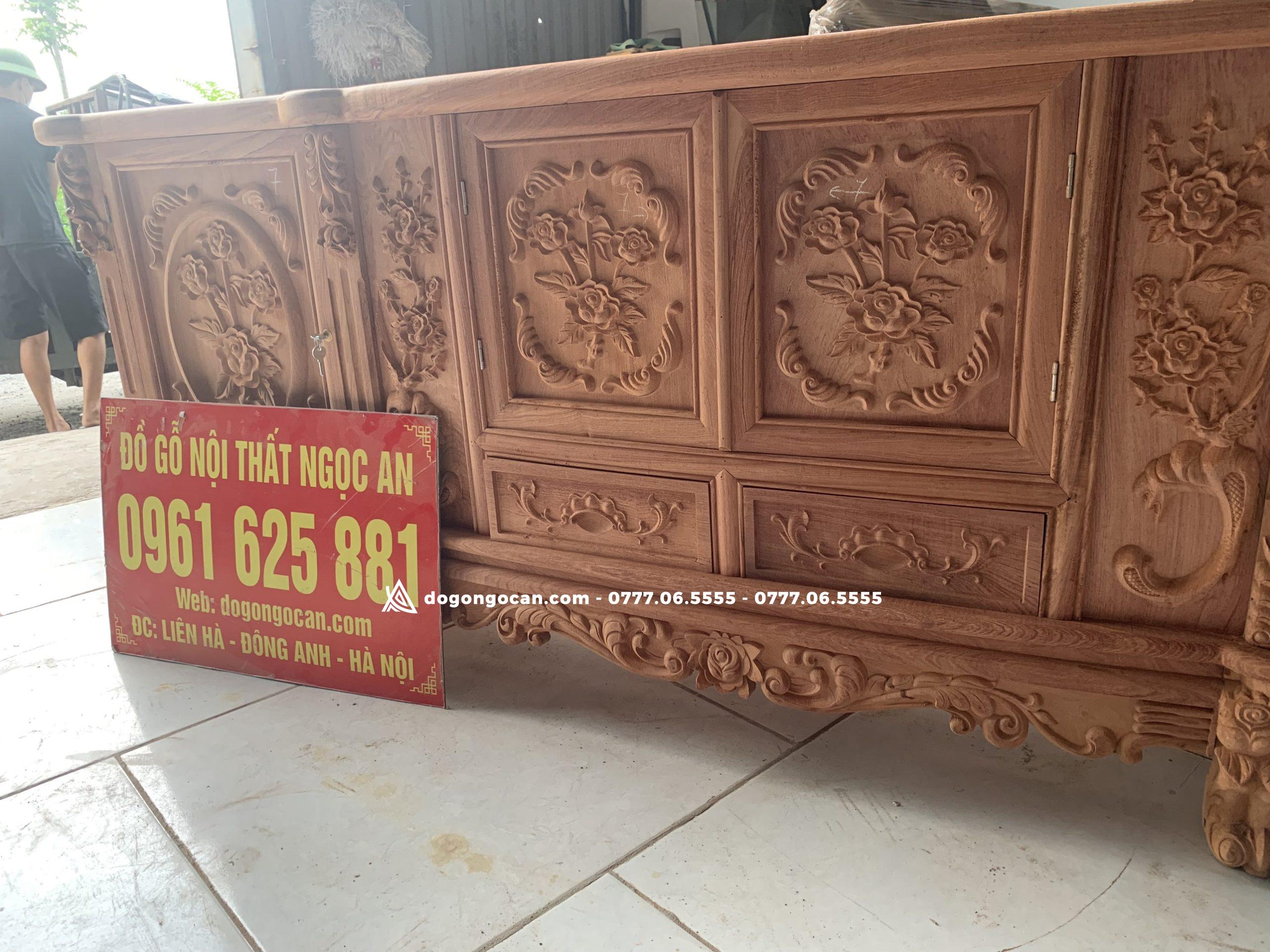 Kệ tivi louis hoa hồng đục tay gỗ hương đá 4 Kệ tivi louis hoa hồng đục tay gỗ hương đá