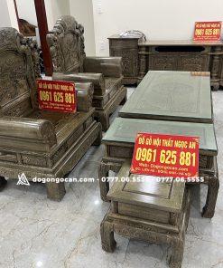 Bộ bàn ghế phòng khách mẫu khổng tử  gỗ mun đuôi công hàng vip khuôn 4cm ván 2cm