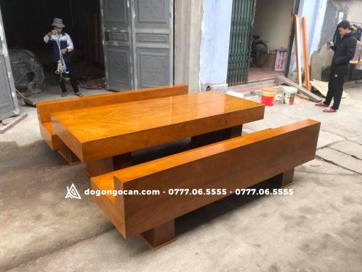 Bộ Bàn Ghế K3 Có Tựa Gỗ Cẩm Vàng Đóng Hộp Cao Cấp
