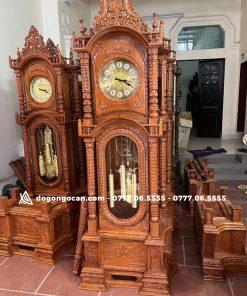 Đồng hồ tứ trụ gỗ hương đá nam phi cao 2m3