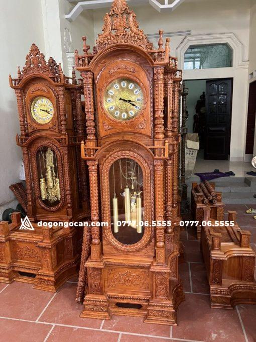 Đồng hồ tứ trụ gỗ hương đá nam phi cao 2m3